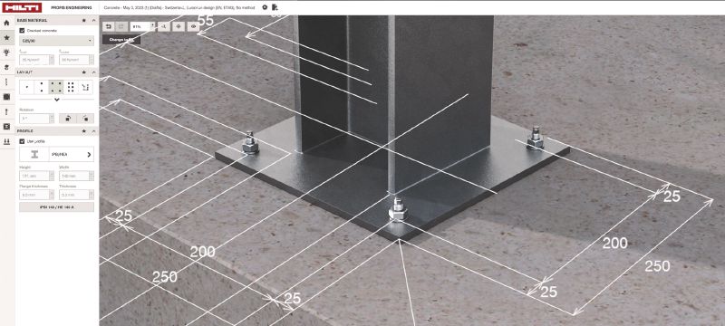 PROFIS Engineering Suite Software für die Tragwerksplanung Software für die Bemessung von Dübeln im Hochbau mit Normen und Zulassungen, Berechnungen nach der komponentenbasierten Finite-Elemente-Methode und einer Vielzahl von Befestigungsmethoden Anwendungen 1